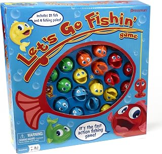 Pressman Let's Go Fishin' Game: Original Spinning Fishing Toy for Kids 4+, Builds Hand-Eye Coordination, 1-4 Players