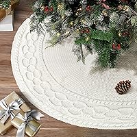 Vista 18 de NIBESSER Falda blanca para árbol de Navidad, falda de árbol de piel sintética de 48 pulgadas, alfombra de árbol de lentejuelas con plumas doradas