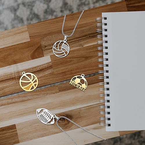 Miniatura 3 de LoEnMe Jewelry Collares personalizados con números de jersey para hombres, atletas y atletas con dije deportivo, cadena de números de acero