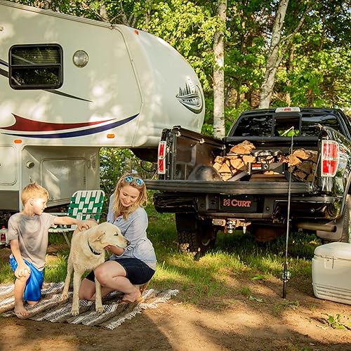 Miniatura 6 de CURT 16104 Industry-Standard 5th Wheel Hitch Rails, Gloss Black, 25,000 Pounds