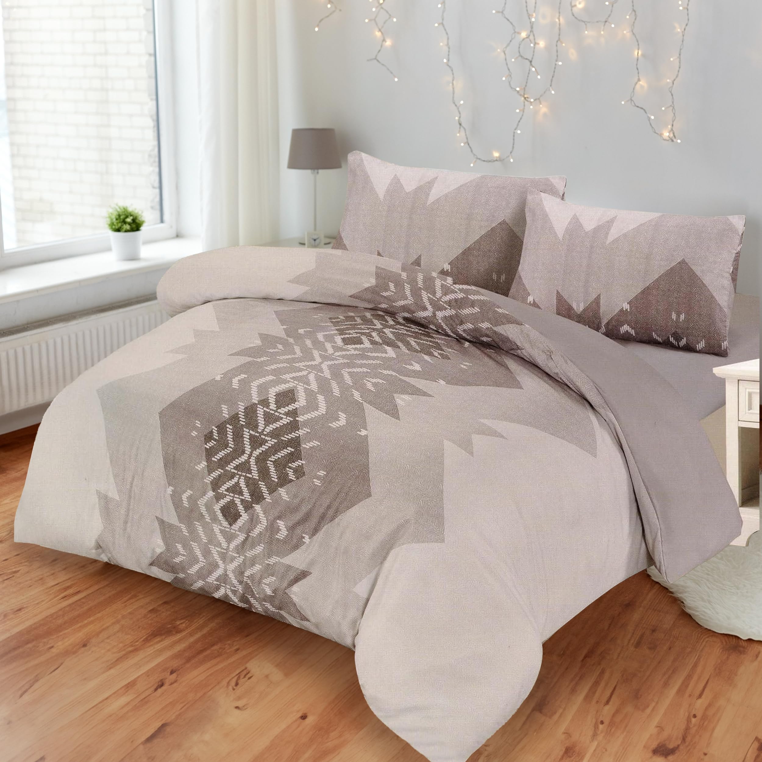 BESCH Funda Nordica de 4 Piezas para Cama 135 de Microfibra Transpirable Ultra Suave - Funda Edredon 220x220cm, Bajera 135x200+25cm y con 2 Funda de Almohada 50x75cm