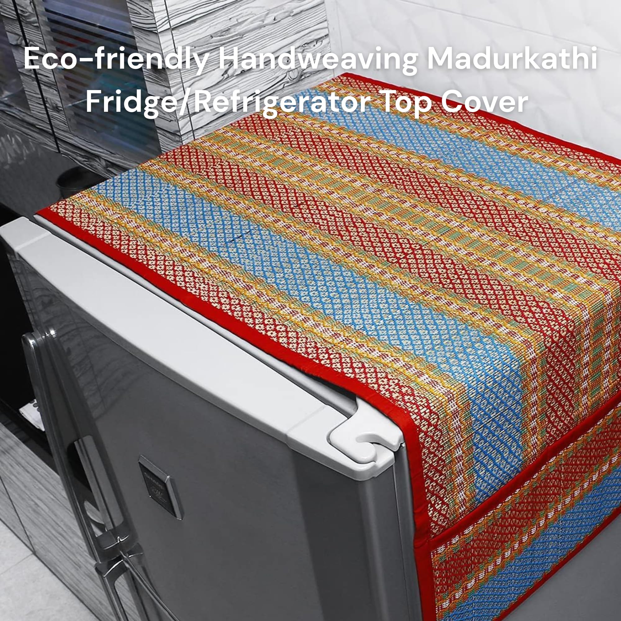 Eco-Friendly Fridge Cover - Handwoven Madurkathi -9 Eco-Friendly Fridge Cover - Handwoven Madurkathi -9