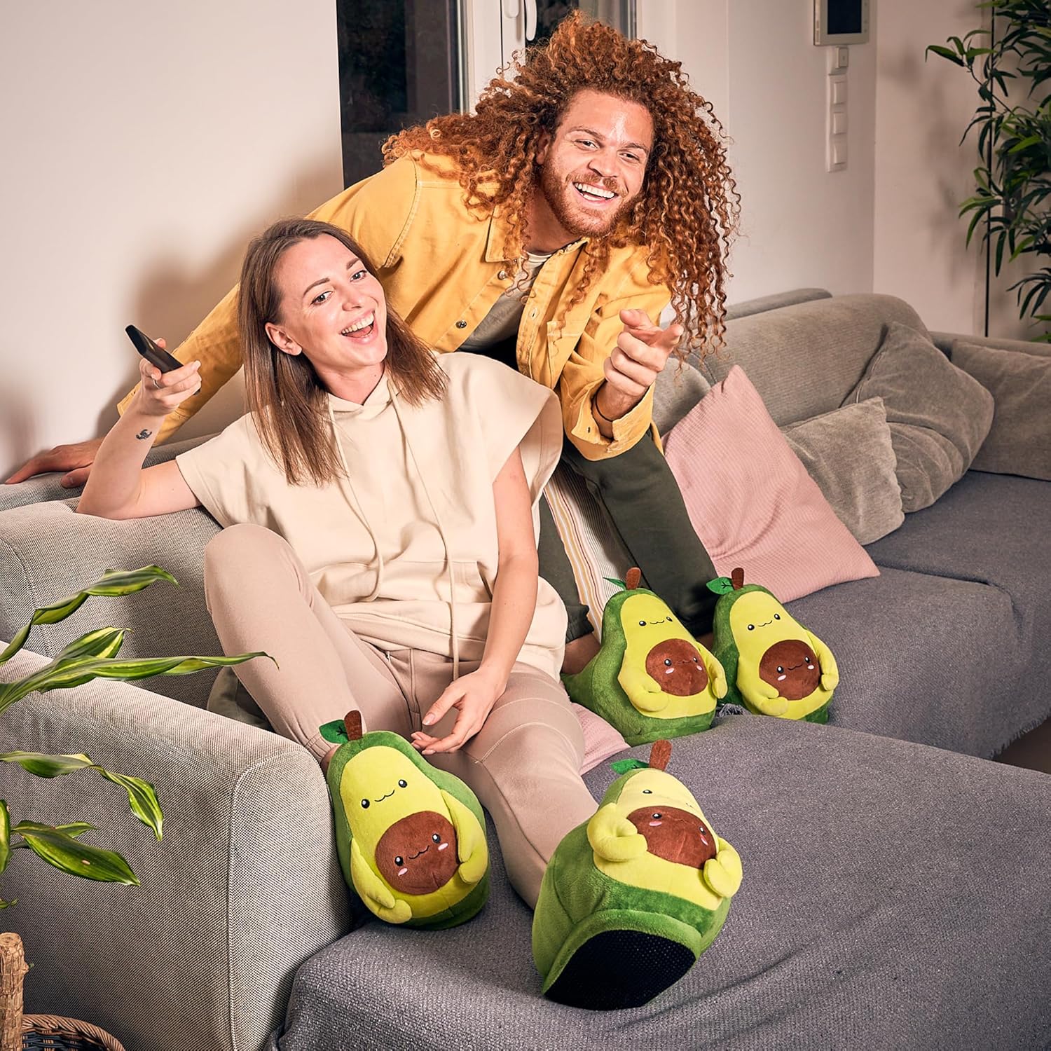 Coddies Avocado Slippers - Avocado Plush Slippers - House Shoes with Memory Foam Soles & Anti-Skid Grip - Gifts for Teens, Women, & Men - Image 2