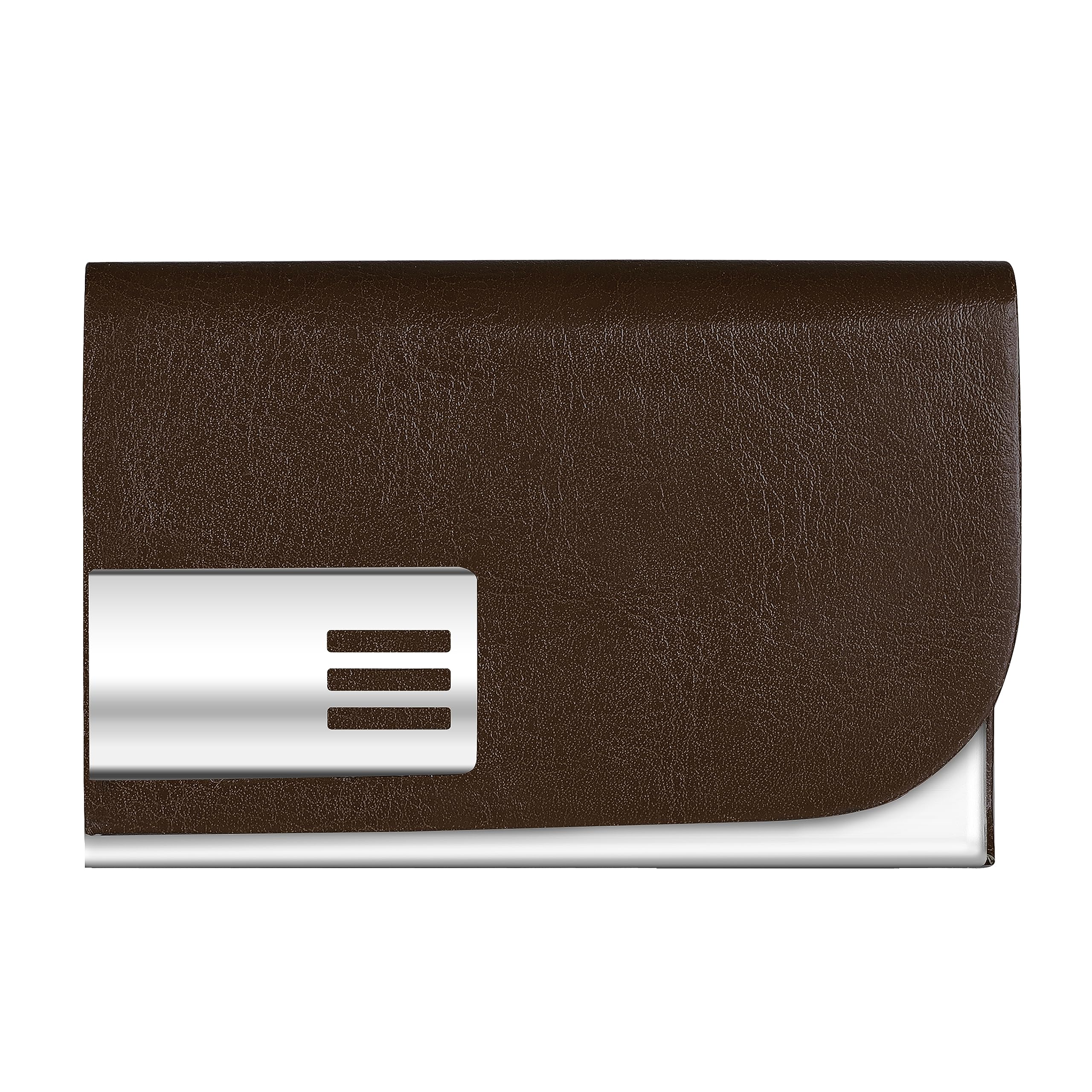 LOREM Brown Small Pocket Sized Metal ID, Credit-Debit Card Holder with Magnetic Shut Button for Men & Women WL606-UF-A 1
