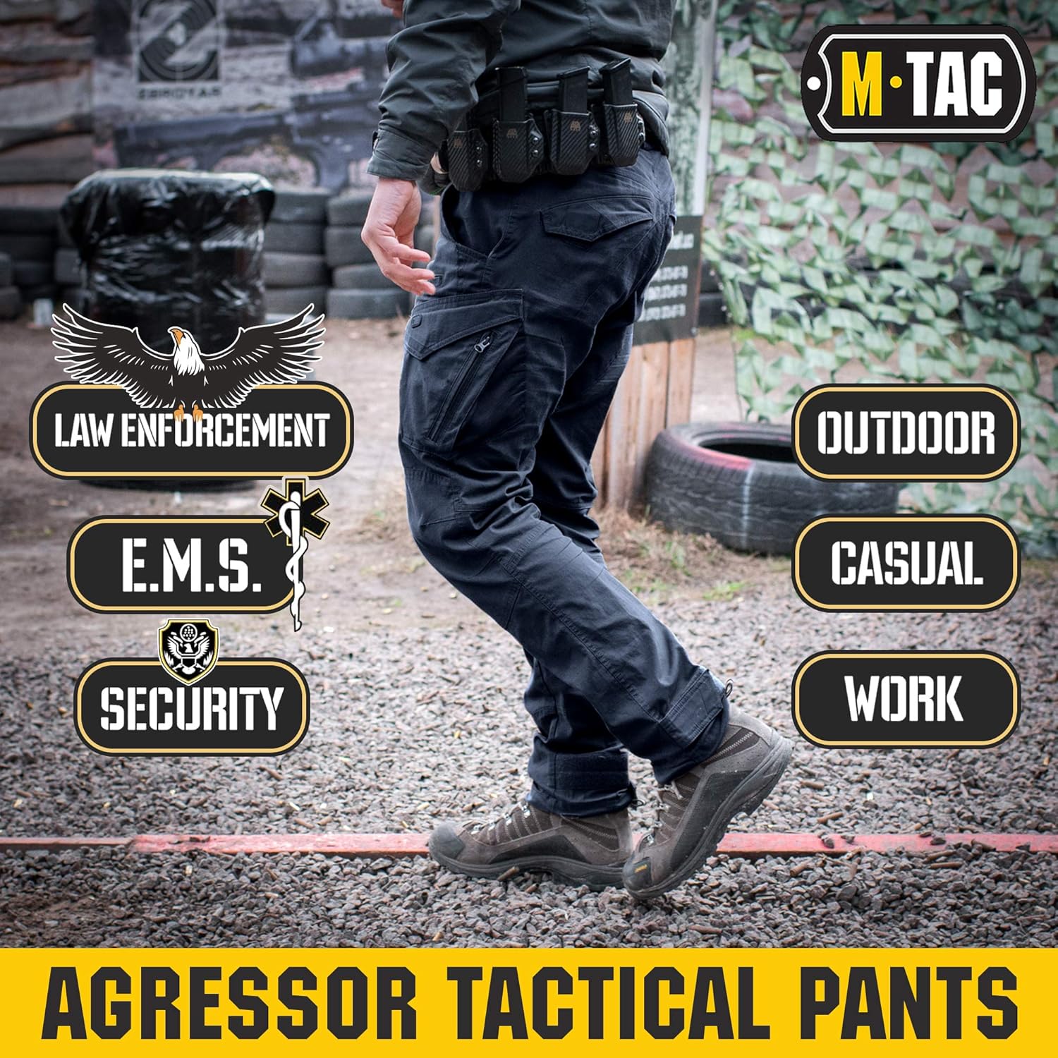 M-Tac Aggressor Flex Tactical Cargo Pants for Men – Durable Rip-Stop Cargo Work Trousers with Reinforced Knees, Stretch Fit