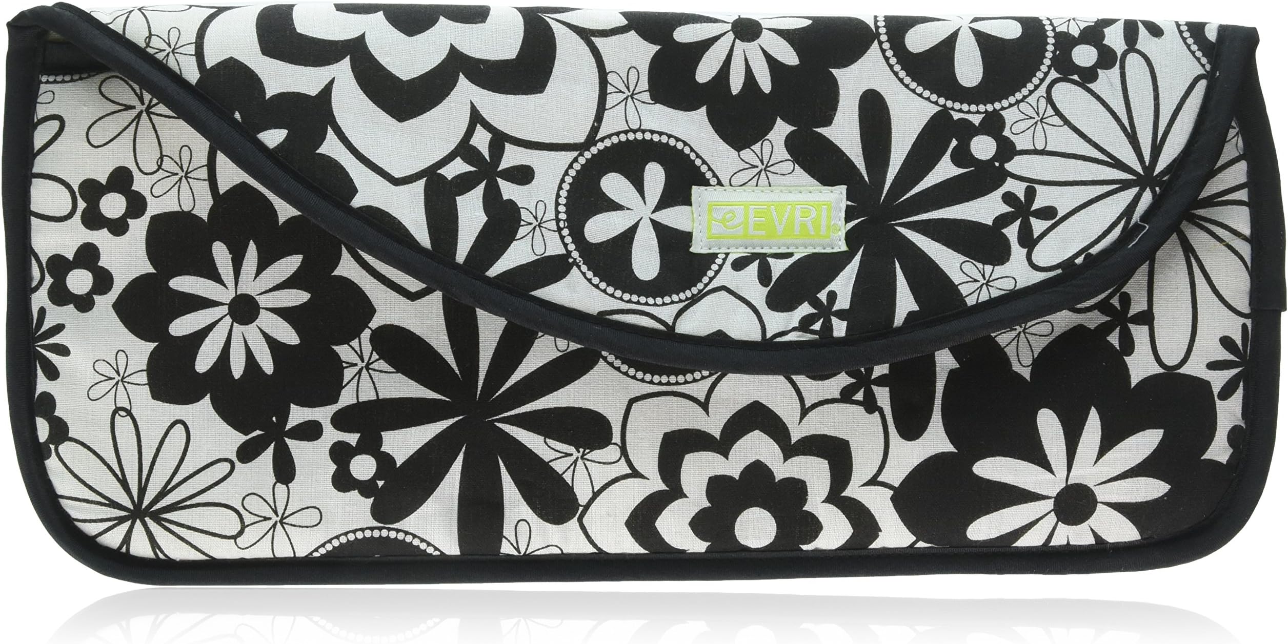 Black & White floral print - Evriholder Travel'R Hot hair straightener flat curling Iron Travel bag heat resistant storage thermal pouch protective cover