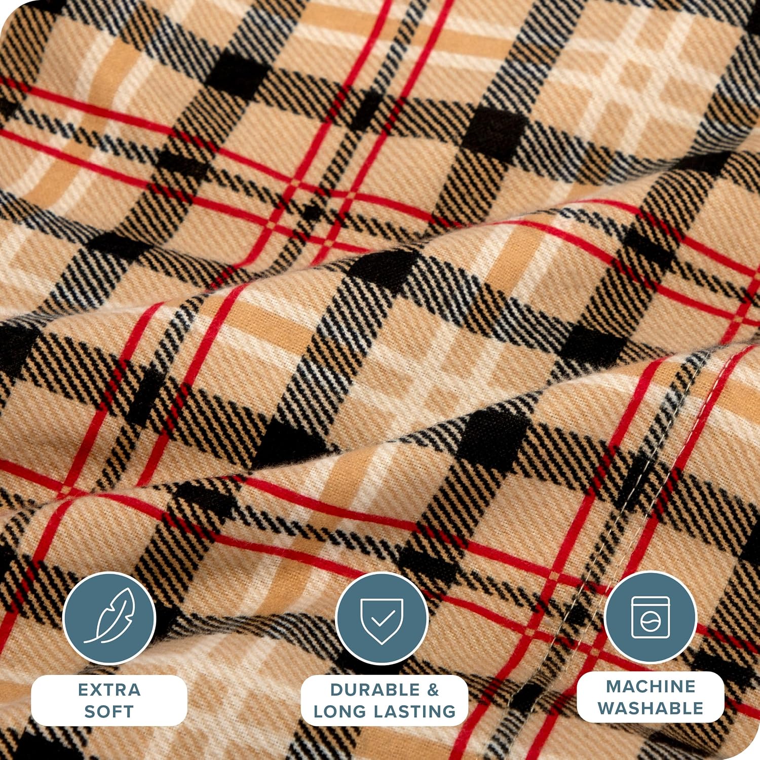 Bare Home Flannel Duvet Cover Set (Queen, Red Lodge Plaid) image 4
