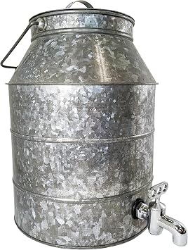 212 Gallon Beverage Dispenser with Spout for Pouring, Carry Handle, Lid - Sturdy Galvanized Steel, Ideal for Parties, Weddings, Indoor or Outdoor 12" Tall, 9" Wide Silver - SciencePurchase