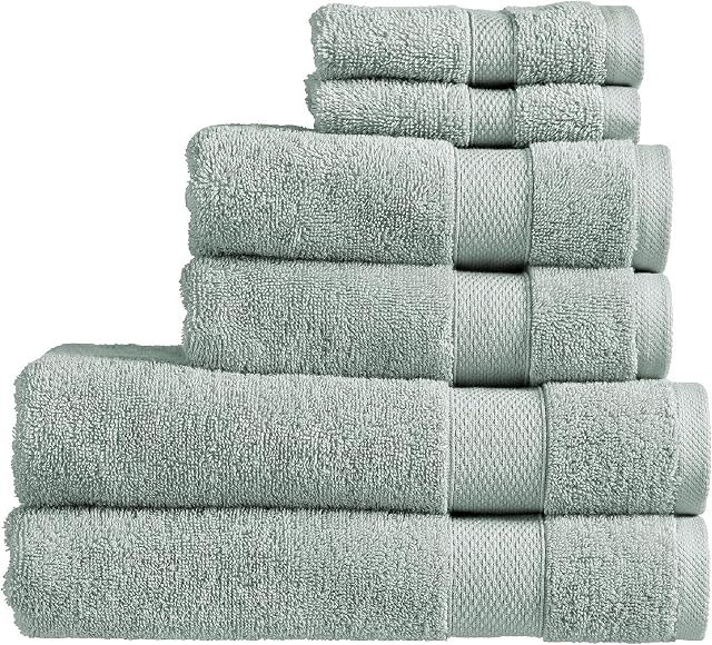Christy Refresh Blue Towel Set | Set of 6 | 2 Bath 2 Hand 2 Face | Quick Dry | Tonal and Stylish | Soft Absorbent Bathroom Towels | 100% Cotton 550GSM | Machine Washable | Duck Egg