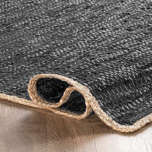 Miniatura 5 de nuLOOM Koda - Alfombra de cuero liso de tejido plano, 2 x 6 pies, color negro