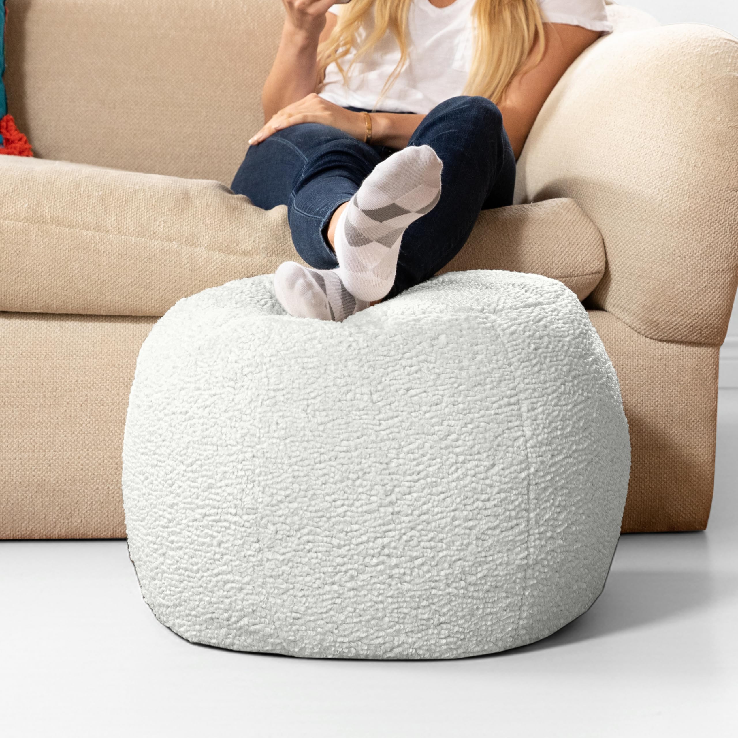 Amazon.com: Jaxx Ellis Ottoman Shearling Faux-Lamb Plush Pouf for