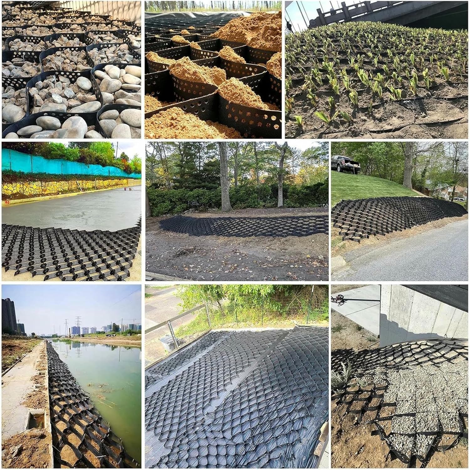 Gravel Ground Grid Sidewalks Ground Grid Stabilizer 2 Inch for Gravel/Cement/Sand，Cuttable Geo Grid Paver for Garden, Shed Base, Driveway & Patios, Filled Load 3000KG(1m x 3m (3.3X10ft))
