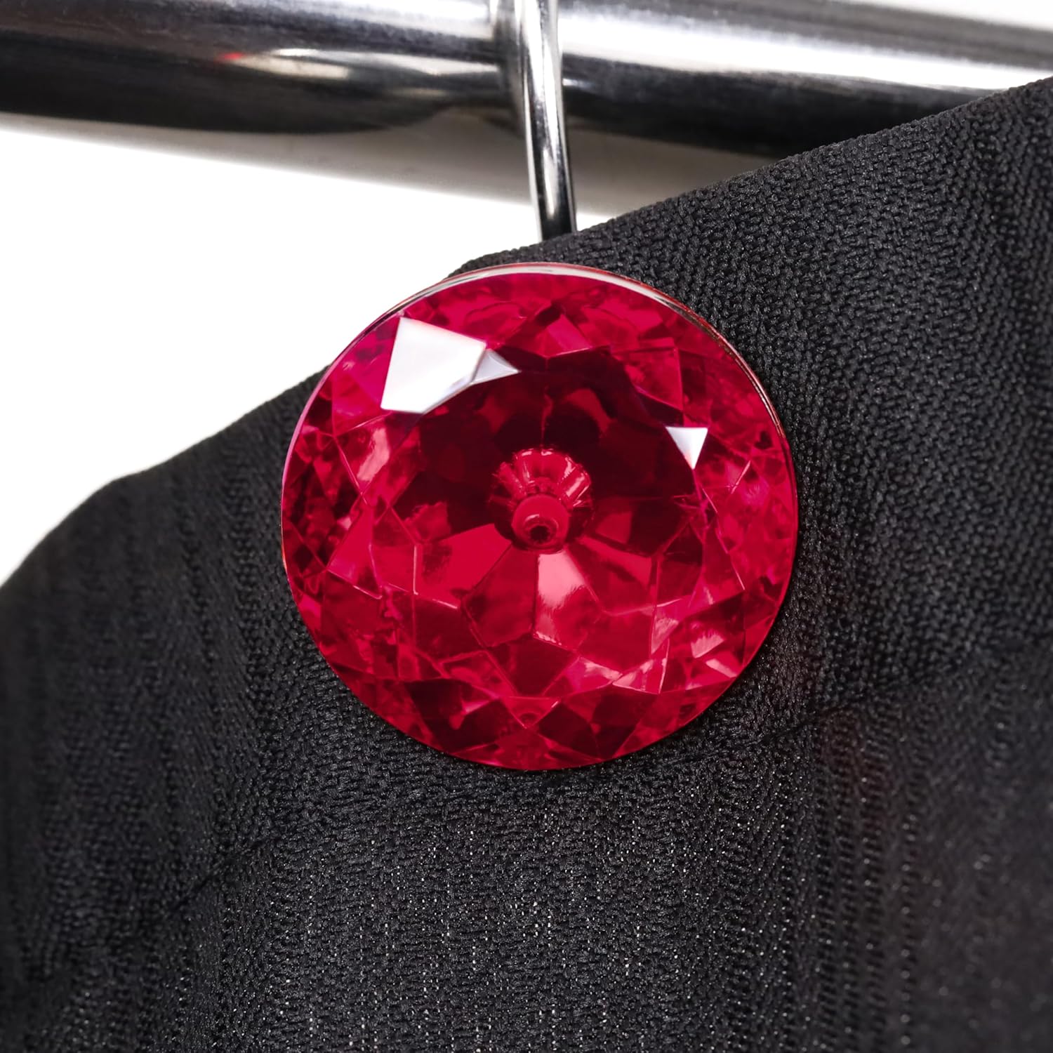 Green Glitter Christmas Curtain & Red Round Hooks- 72x72 Waterproof Washable Linen Style Fabric Shower Curtain - 12 PCS Rust Proof Metal Shower Curtain Rings (2 Item Bundle)