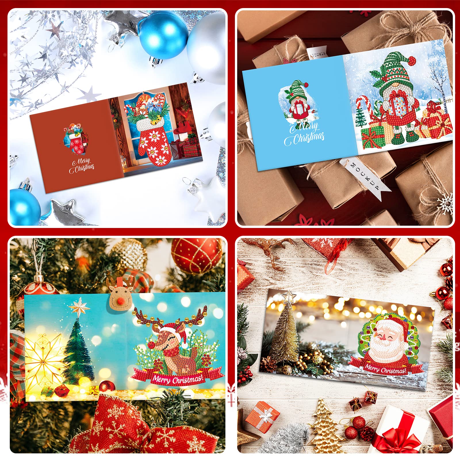 Weihnachtskarten 5D DIY Diamant Malerei – 12 Grußkarten Mit Strasssteinen Zum Selbergestalten