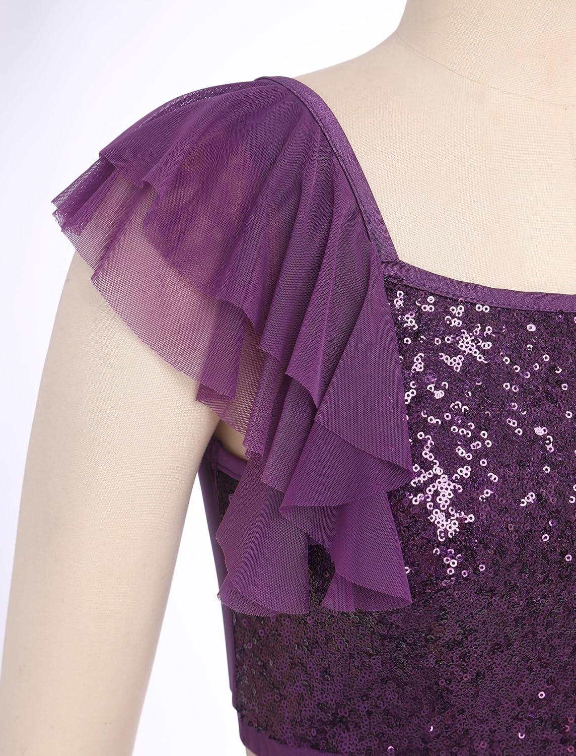 AFAVOM Women's Lyrical Dance Costume Sequin Lyrical Dress Crop Top + Skirt Lyrical Outfit Modern Contemporary Dance Costume