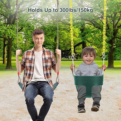 Miniatura 24 de RedSwing Asiento de columpio con respaldo alto para niños pequeños con cadenas recubiertas, asiento de columpio resistente para niños, para Columpio