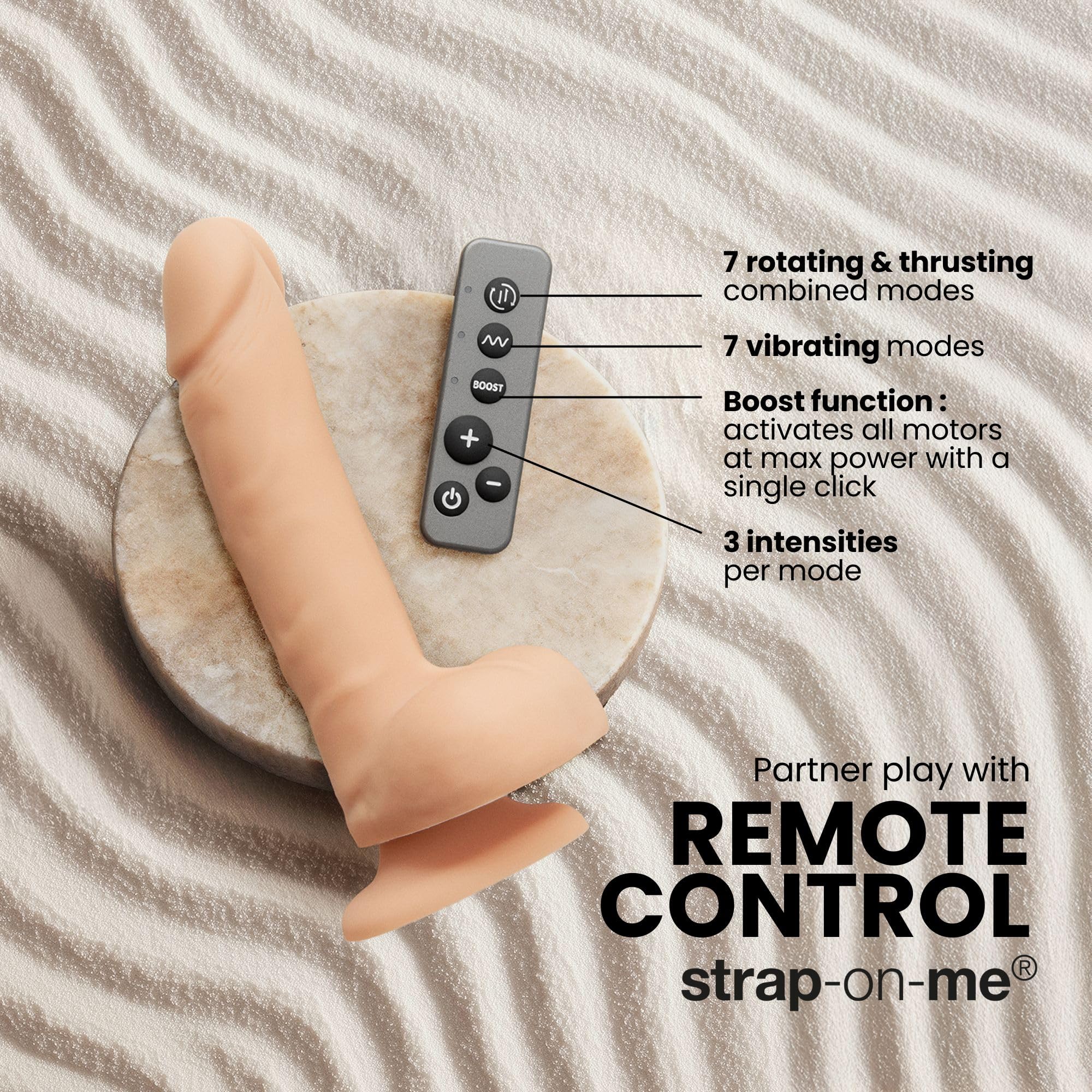 strap-on-me Dildo Realistico Rotante Vibrante con Telecomando, Ricaricabile, Sextoy Donna, Dildo Rotante a 360° Va e Vieni, Doppio Motore, Ventosa Potente, 7 Modalità, Lunghezza Inseribile 150 mm