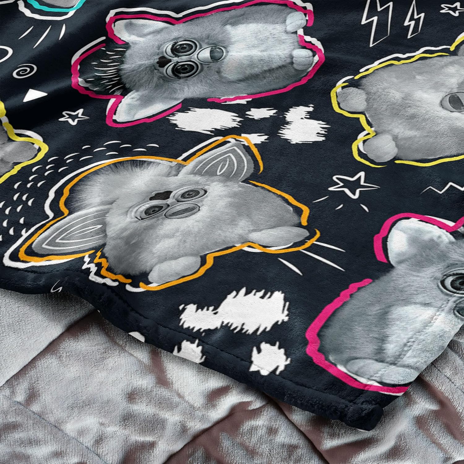 Northwest Hasbro Furby, Retro Furby Pattern, Silk Touch Throw Blanket, 40 x 50 Inches
