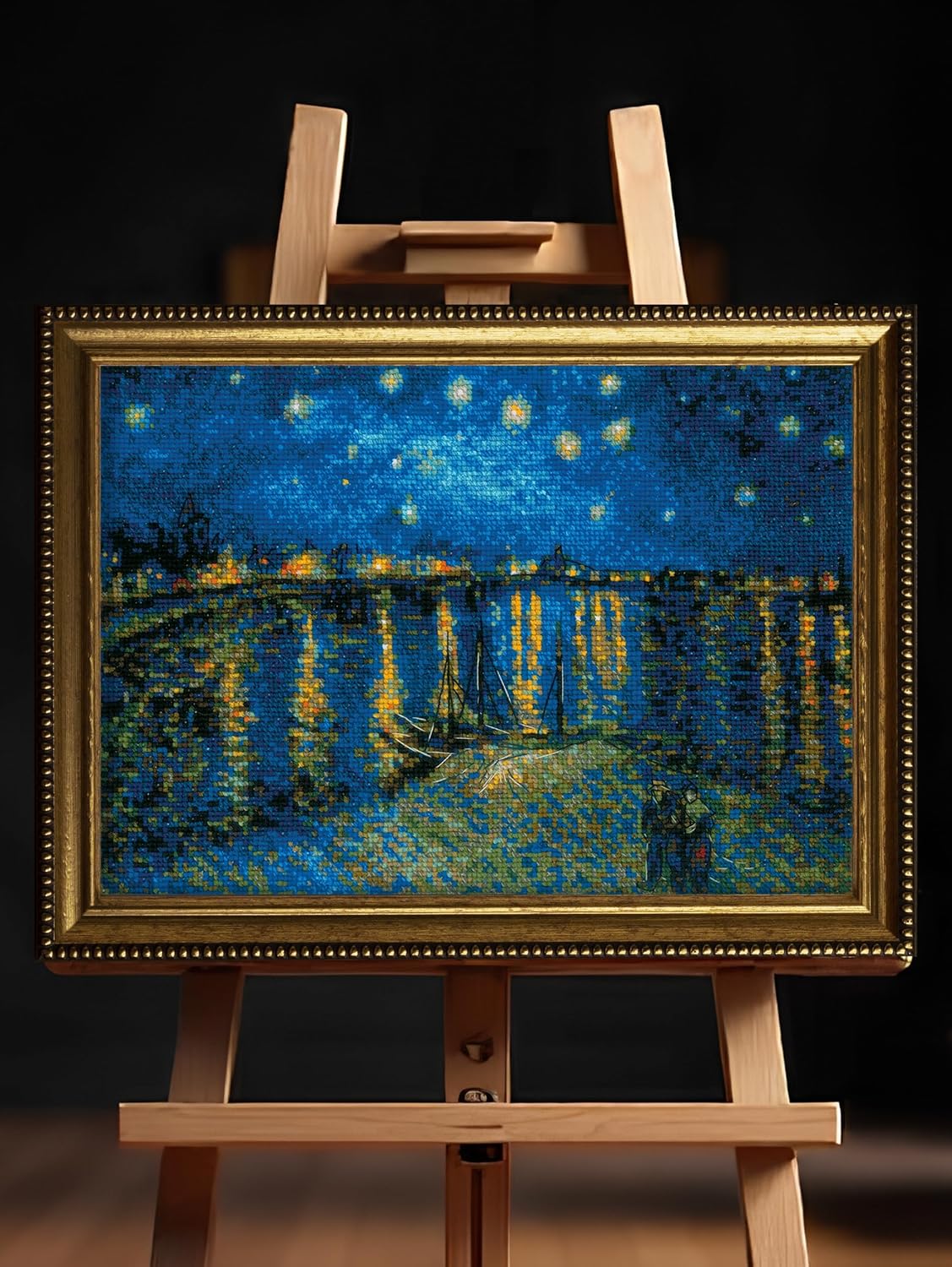 RIOLIS - Starry Night Over the Rhone After Van Gogh 1884, Cross Stitch Kits 14,96" x10,24, Cross Stitch Kits for Beginners & Advanced, Crossstitching Kit Adult, Embroidery Counted Stitching Kit