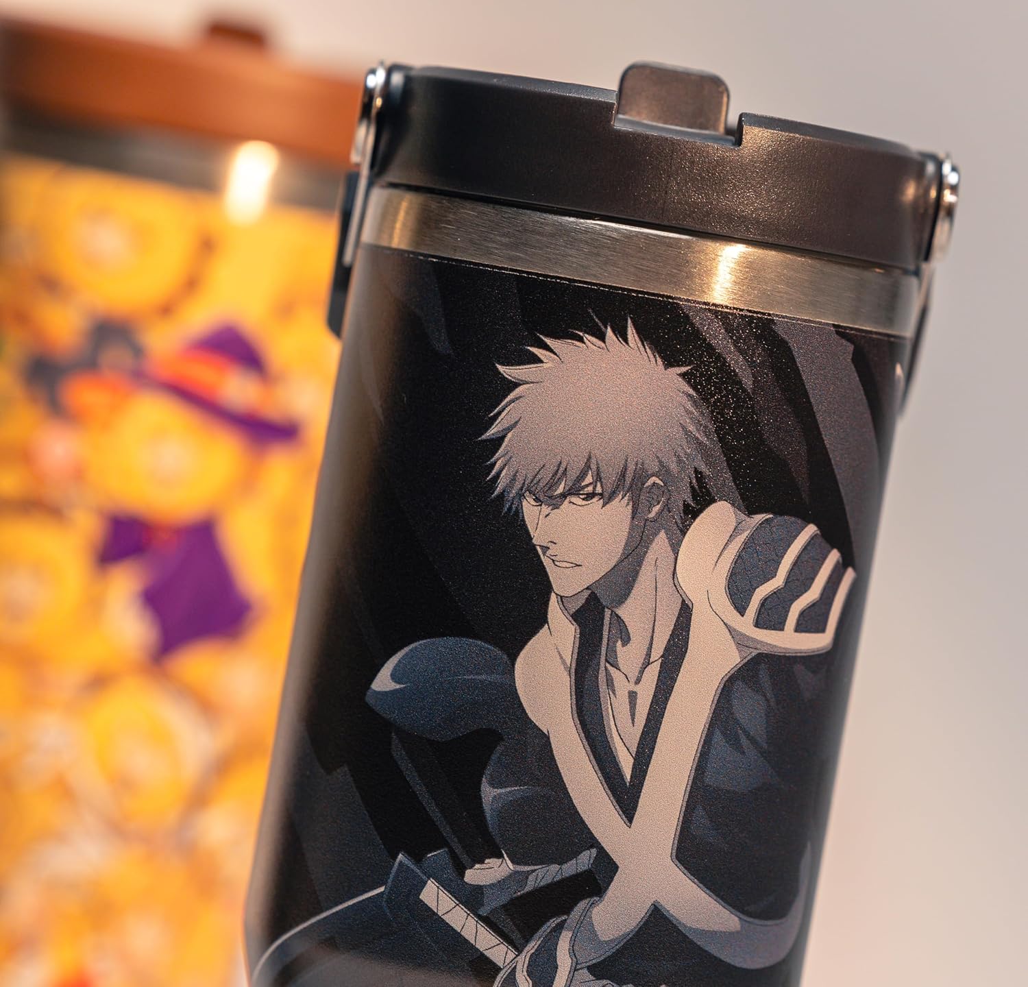 Bleach Ichigo Kurosaki Tumbler with Lid, 30 Oz, Vacuum Insulated, Anime Water Bottle, Reusable Insulated Stainless Steel tumbler for Water, Iced Tea or Coffee - Officially Licensed