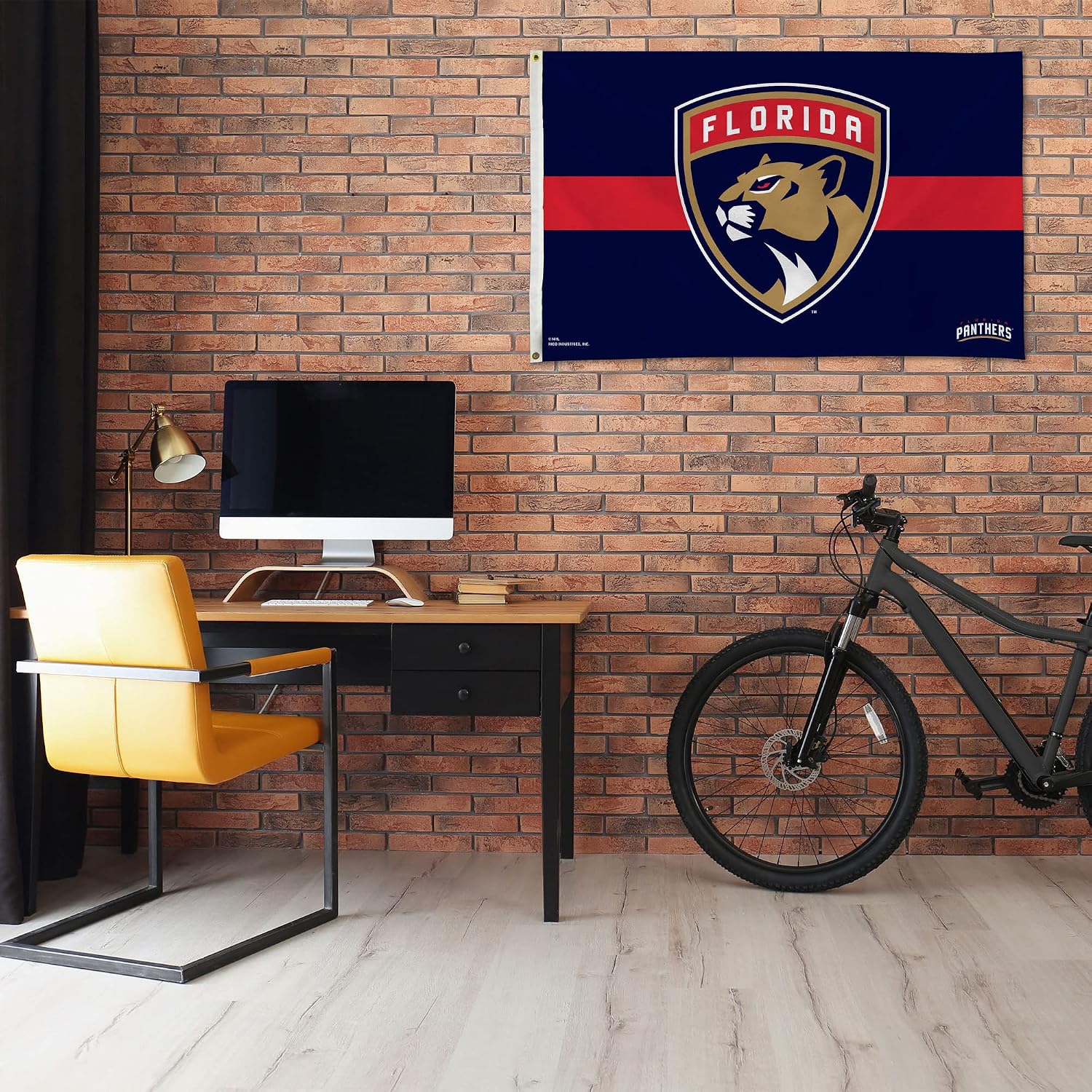 Rico Industries NHL Hockey Florida Panthers Navy with Red Stripe 3' x 5' Banner Flag Single Sided - Indoor or Outdoor - Home Décor