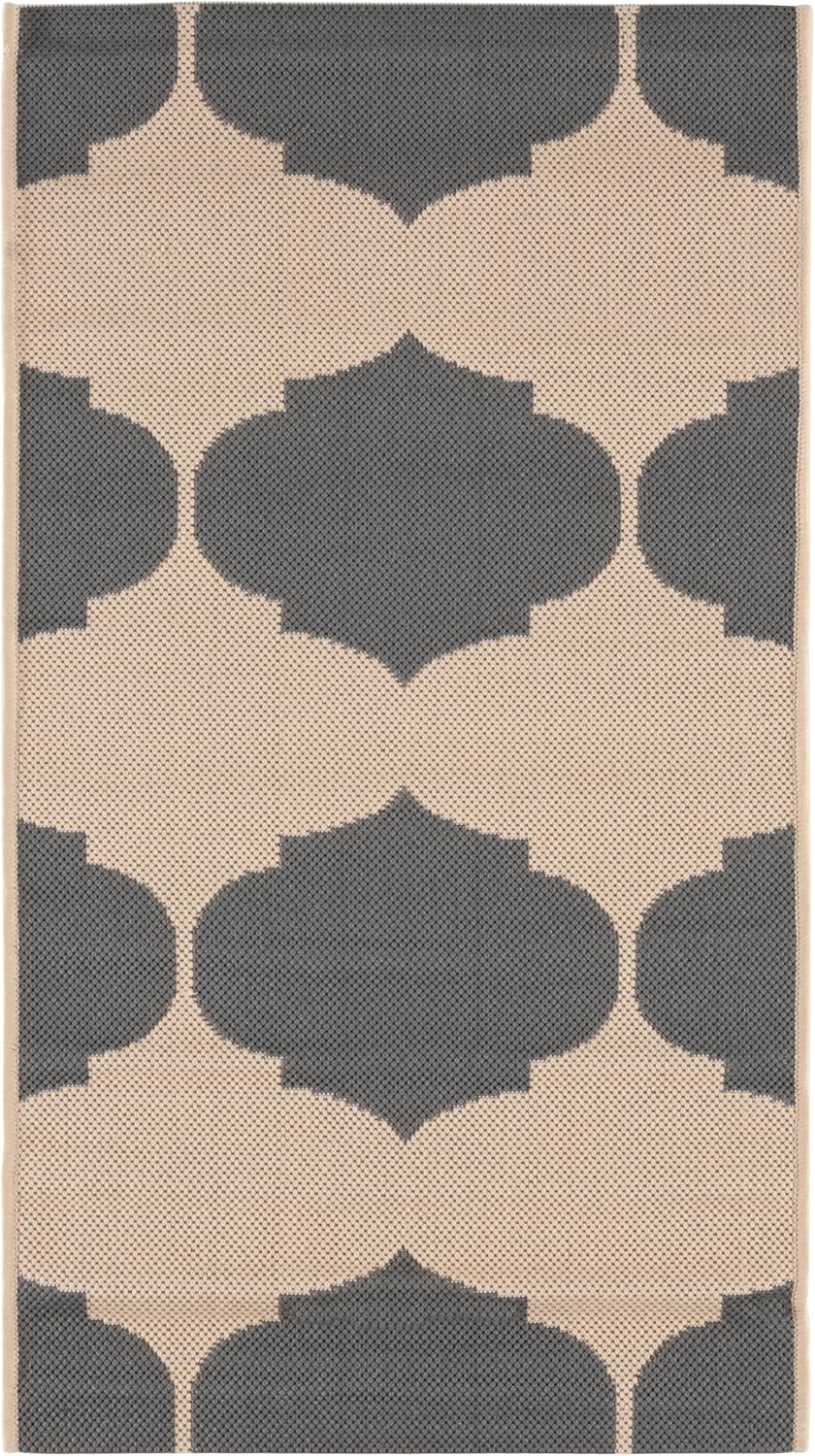 SAFAVIEH Washable Rug Outdoor Courtyard Collection - 2' x 3'7", Beige & Anthracite, Non-Shedding & Easy Cleaning, Ideal for Patio, Front Door, Entryway, Doormat (CY6162-236)