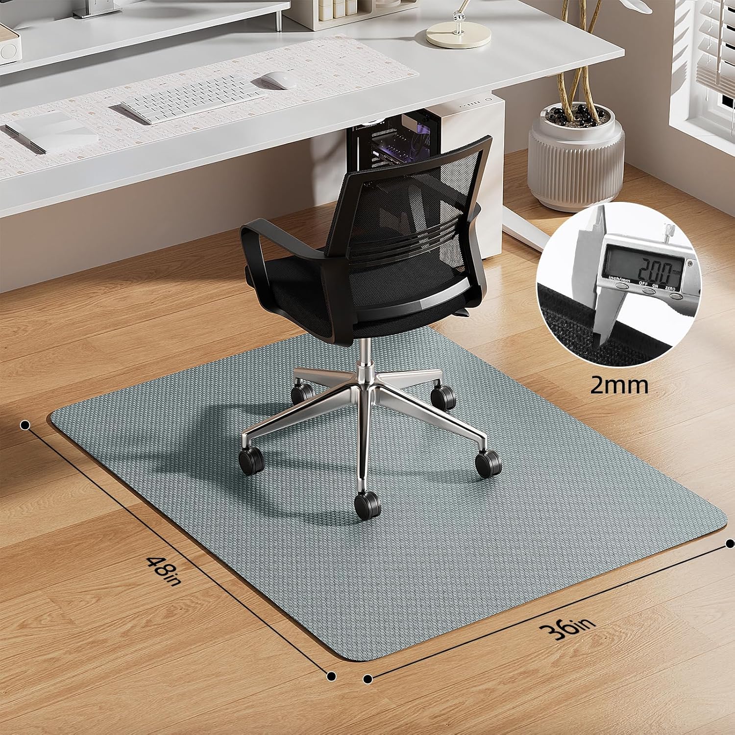 Yecaye Office Chair Mat for Hardwood Floor,36" x 48" Under Computer Desk Floor Protects for Rolling Chair,Non Slip PVC Woven Gaming Chair Mat,Not for Carpet (Darkgray, 36" x 48")