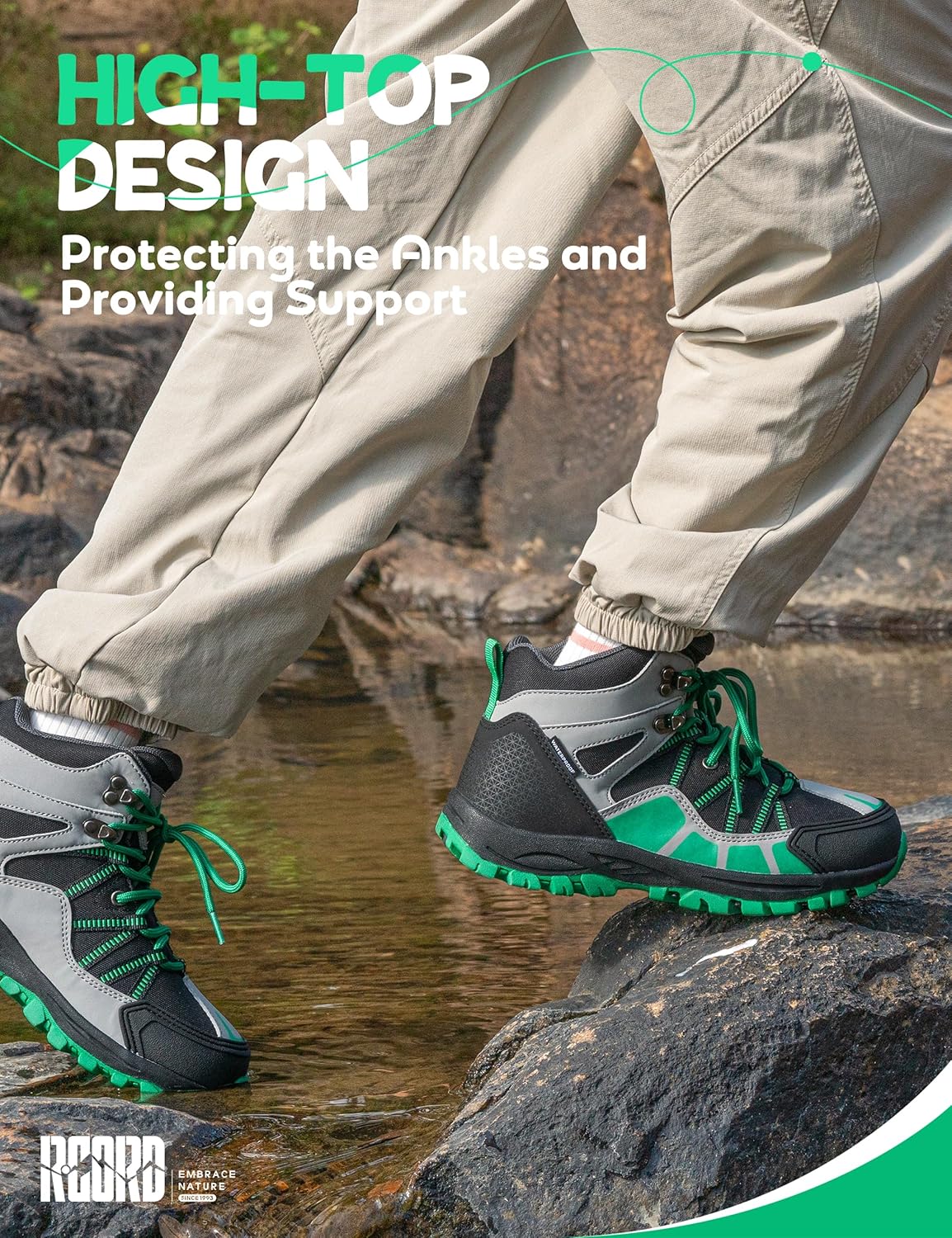 R CORD Kids Hiking Boots Waterproof Outdoor Ankle Hiking Boots for Kids Anti-Slip Walking Boots Comfortable Girls Hiking Boots Hiking Shoes for Camping - Image 4