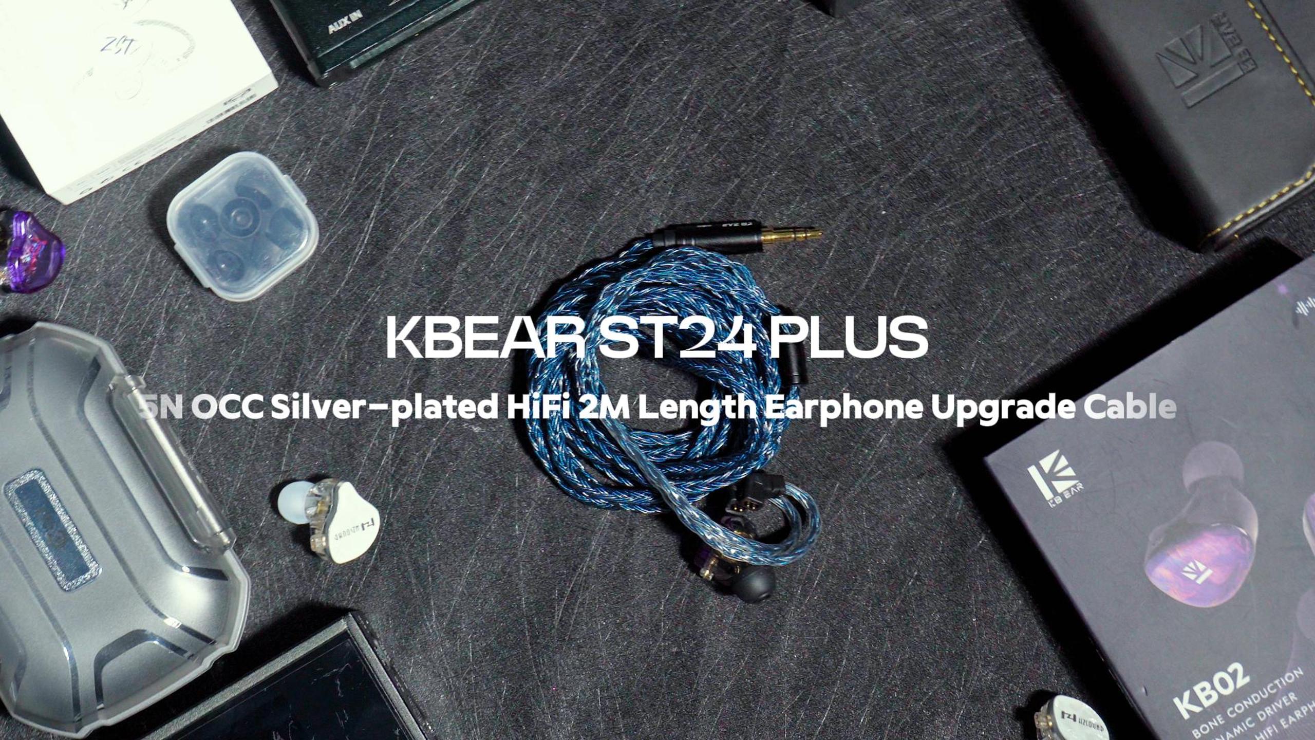 KBEAR JunTian IEM Earphones Cable, 2m Long In Ear Monitor Cable, 16 Core 5N OCC Silver-Plated Headphone Extension Cords For Kz Zs10 Pro, CCZ Melody, Audiophile And Musician, Drummer (2pin, 3.5mm Plug