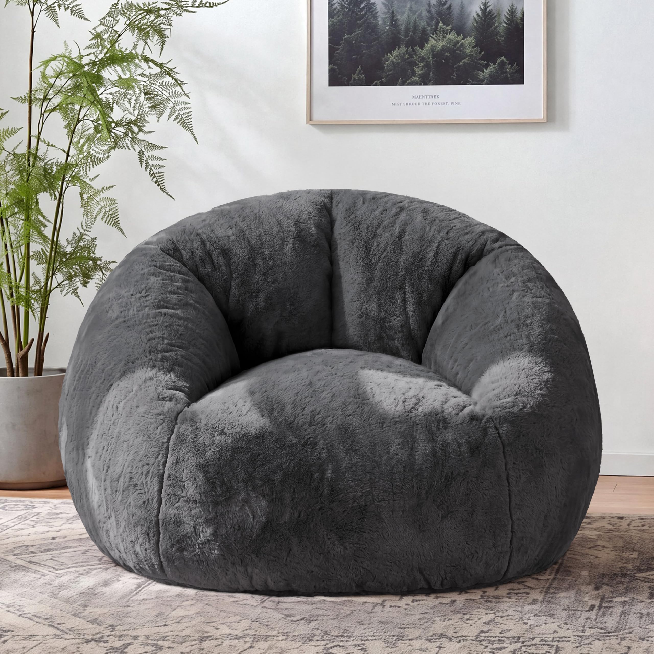 Vipbear Bean Bag Chair Filling Soft Plush Sofa for Adult & Kids Dark Grey