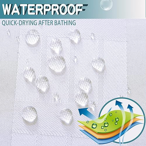 Miniatura 7 de Conbo Mio Cortina de ducha extra ancha sin gancho con forro a presión, 108 x 74 pulgadas, cortinas de ducha blancas de lujo para hotel para baño con