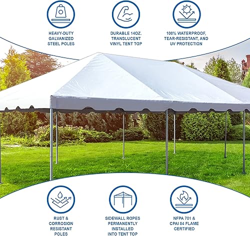 Miniatura 6 de Party Tents Direct Tienda de campaña impermeable de 10 x 10 pies con paredes laterales, marco de acero para exteriores, para bodas, fiestas y