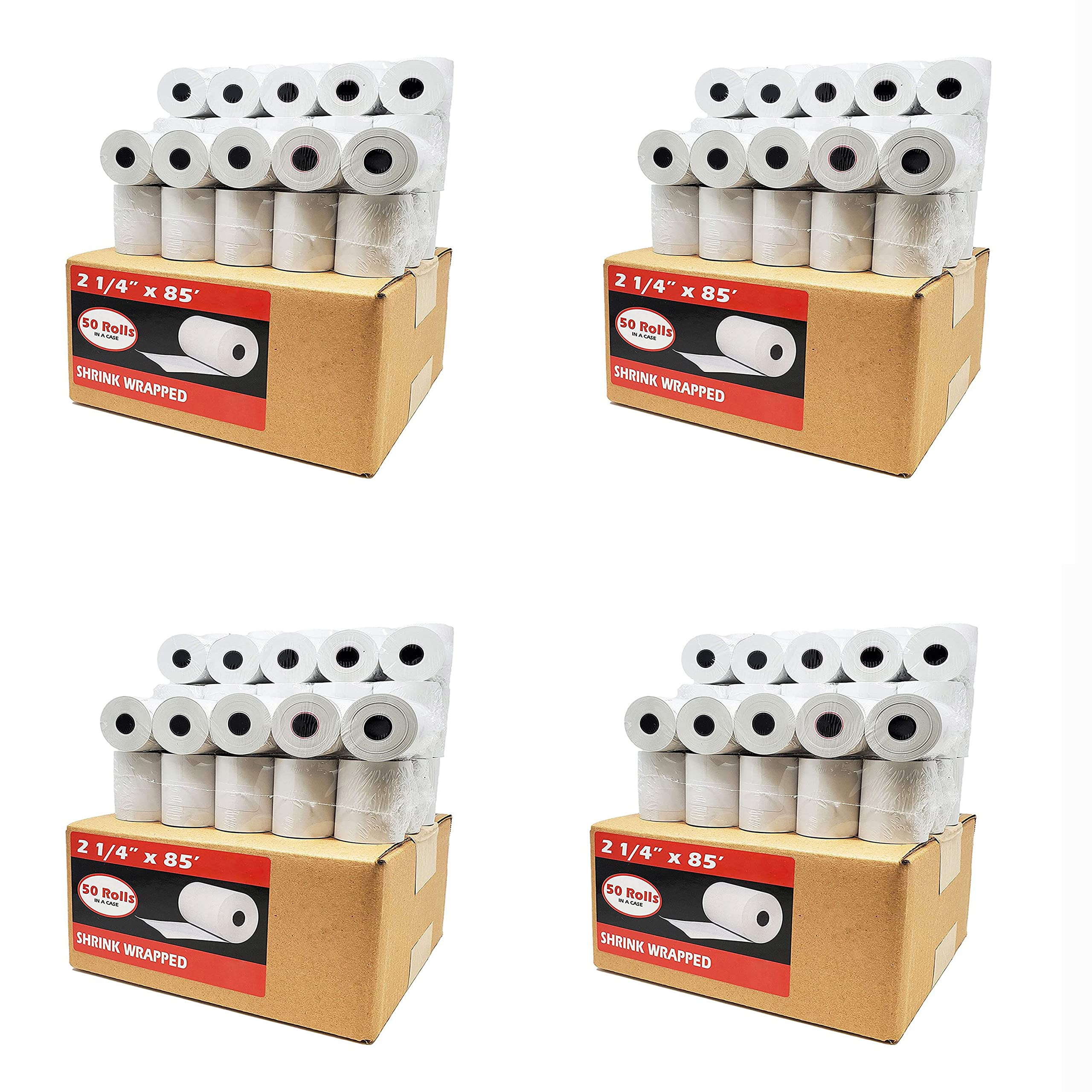 BuyRegisterRolls (4 estuches) 2 1/4 x 85 (48 g/m²) rollos de papel térmico para la mayoría de terminales de tarjetas de crédito VX510, VX570, FD50, T4220, FD50, FD55, FD130, T4220, T4230