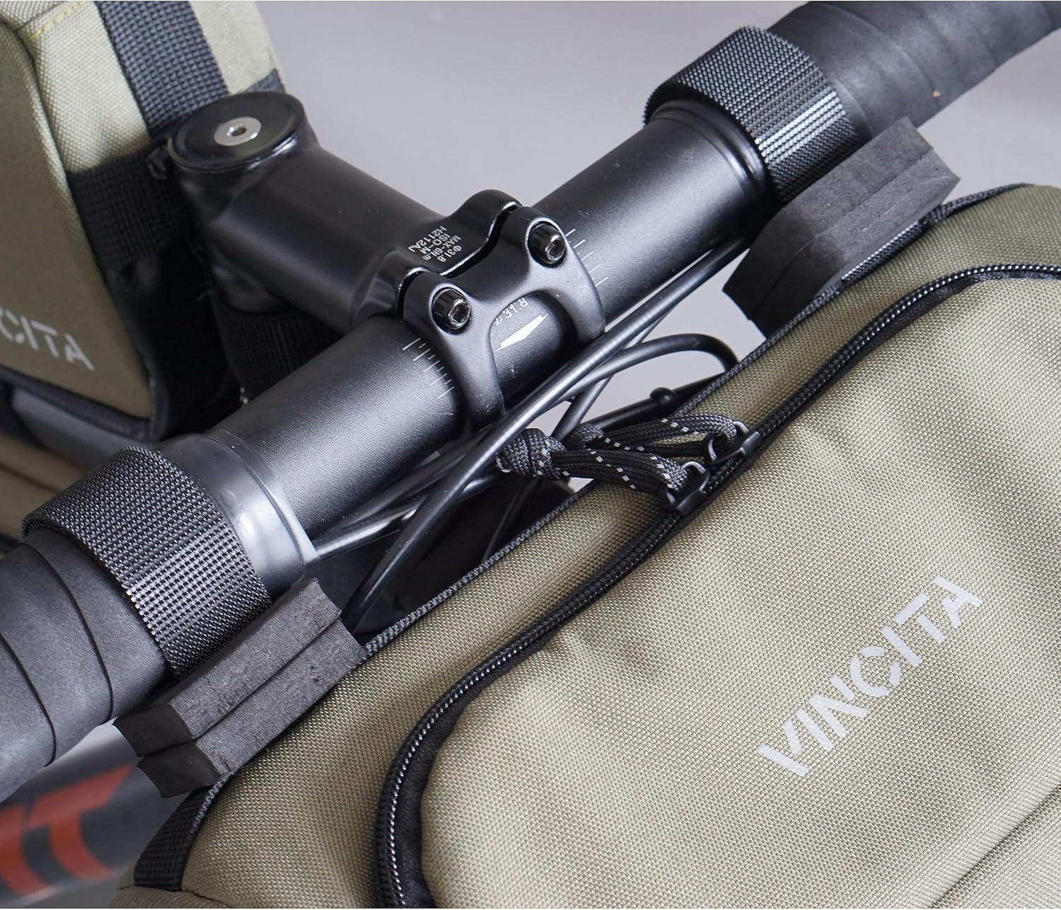 Vincita Handlebar Bag Foam Spacer Kit – High-Density Offset Blocks for Bikepacking & Touring – Creates Cable Clearance & Finger Space – 9-Piece Set with Straps & Bungee Cord image 2