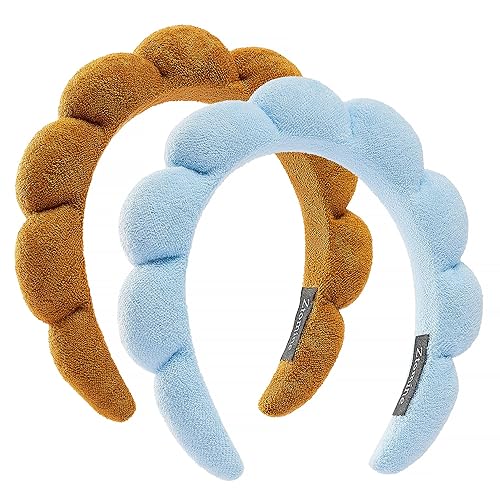 Miniatura 17 de Paquete de 2 diademas de spa de felpa para lavado facial para la eliminación de maquillaje, máscara (Rosa + Verde claro) Rosa + verde claro,Negro