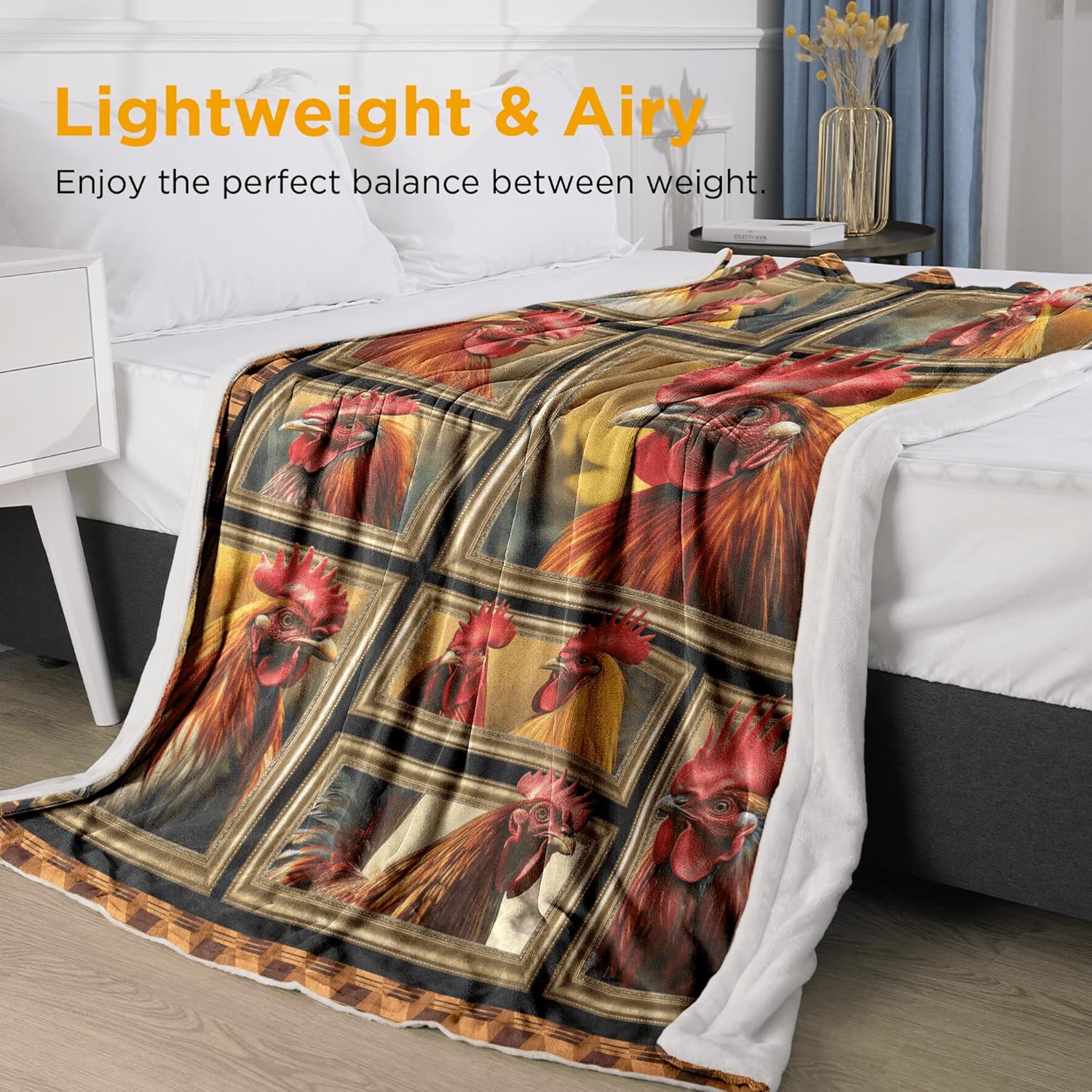 Chicken Blanket, Chicken Gifts for Women Men, Cozy Fuzzy Soft Throw Blanket for Couch Bed Sofa Travel, Lightweight Plush Flannel Fleece Blankets and Throws Size 50" x 60" - Image 2