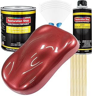 Restoration Shop - Ford Mustang Candy Apple Red Metallic Acrylic Enamel Auto Paint - Complete Gallon Paint Kit - Professional Single Stage High Gloss Automotive, Car, Truck, Equipment Coating