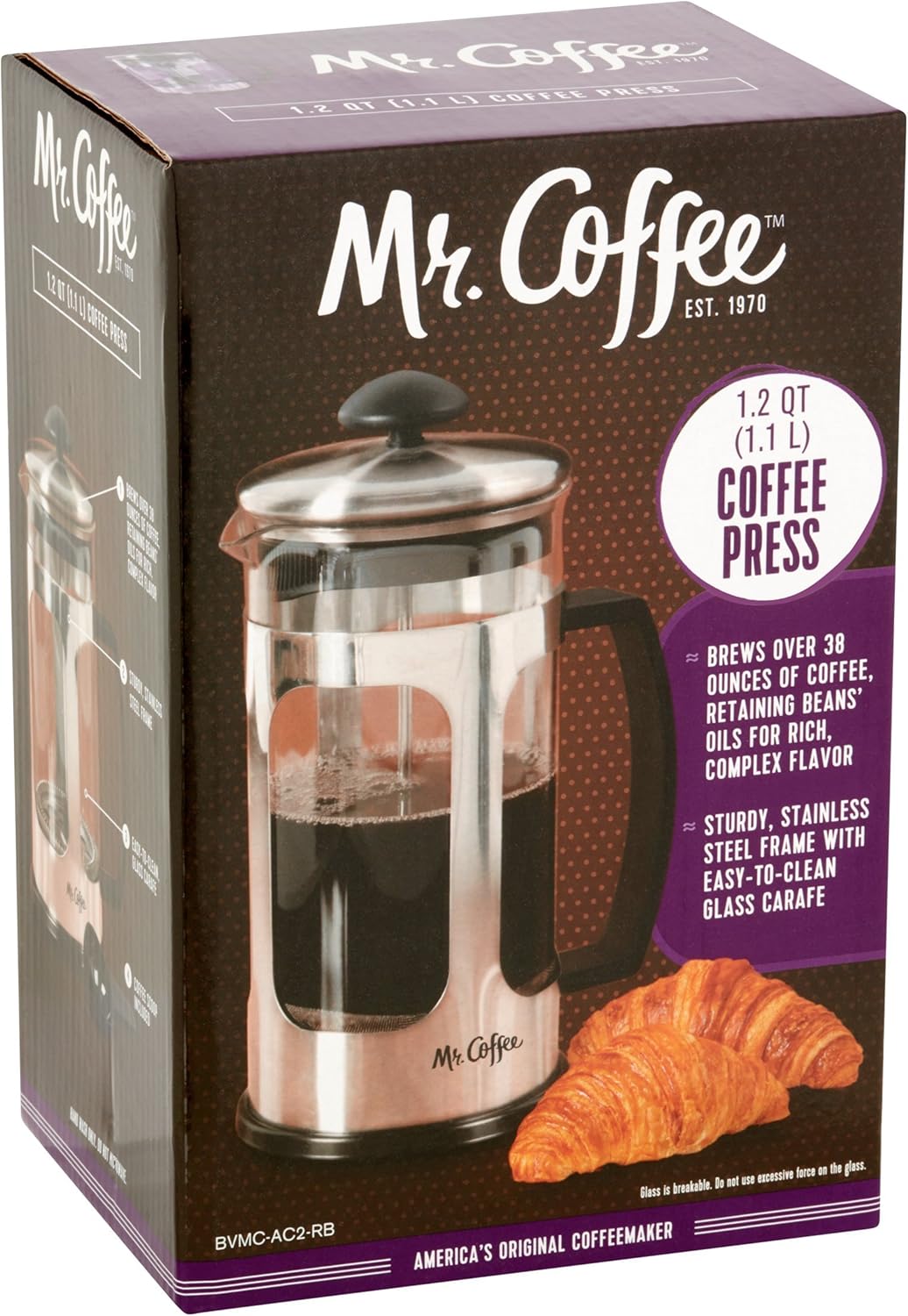 Mr. Coffee 1.2 Quart (1.1 Liter) french Coffee Press Mesh