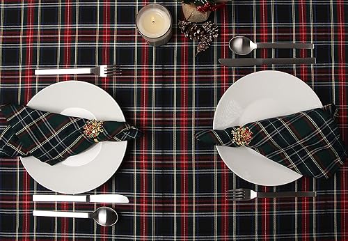 Miniatura 3 de Ruth&Boaz Mantel cuadrado tradicional a cuadros escoceses para cenas familiares y fiestas de Navidad (verde, 55 x 84 pulgadas)