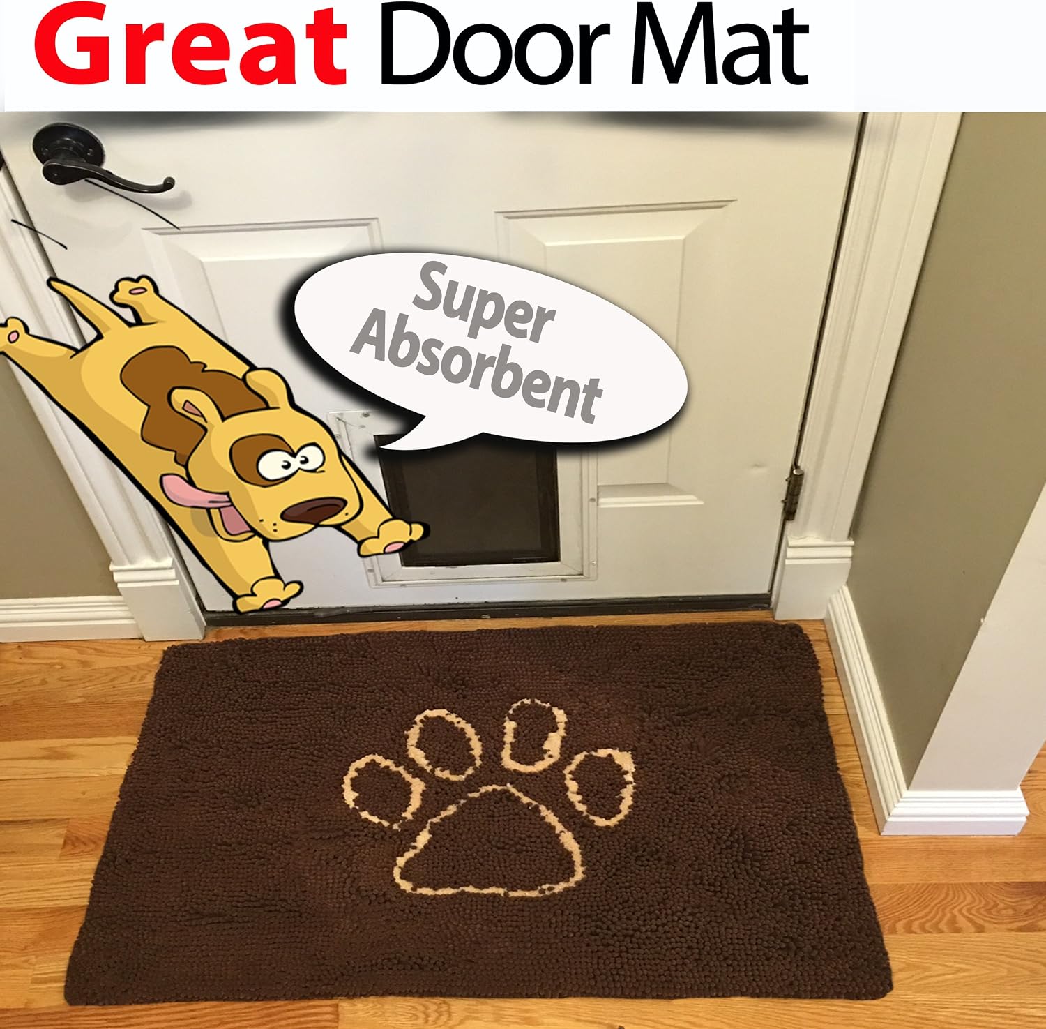 iPrimio XL Extra Thick Micro Fiber Door Mat - Super Absorbent. Includes Water Proof Liner - Size 36" X 26" Exclusive Brown Color