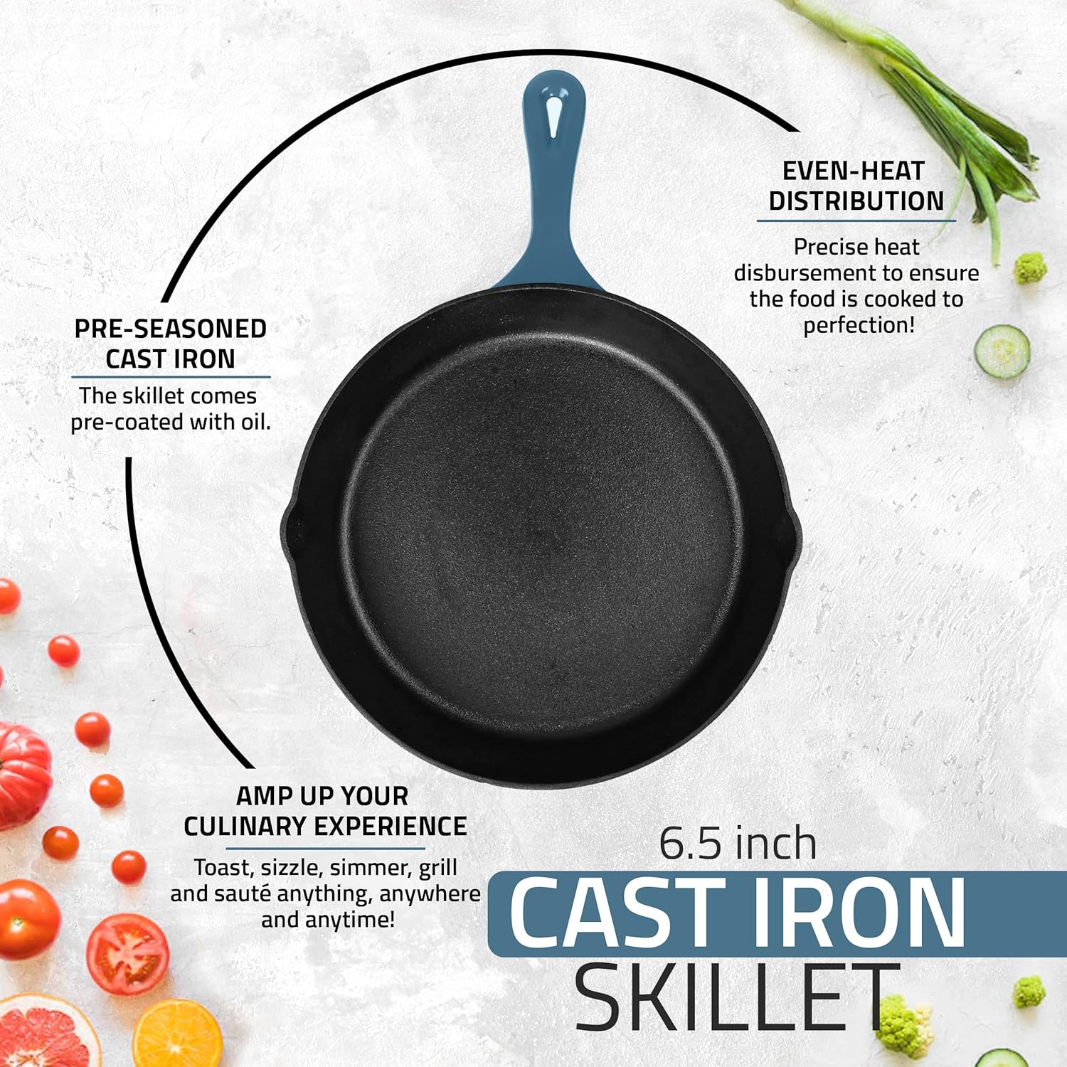Utopia Kitchen 6.5 Inch Cast Iron Skillet Ready for Cooking