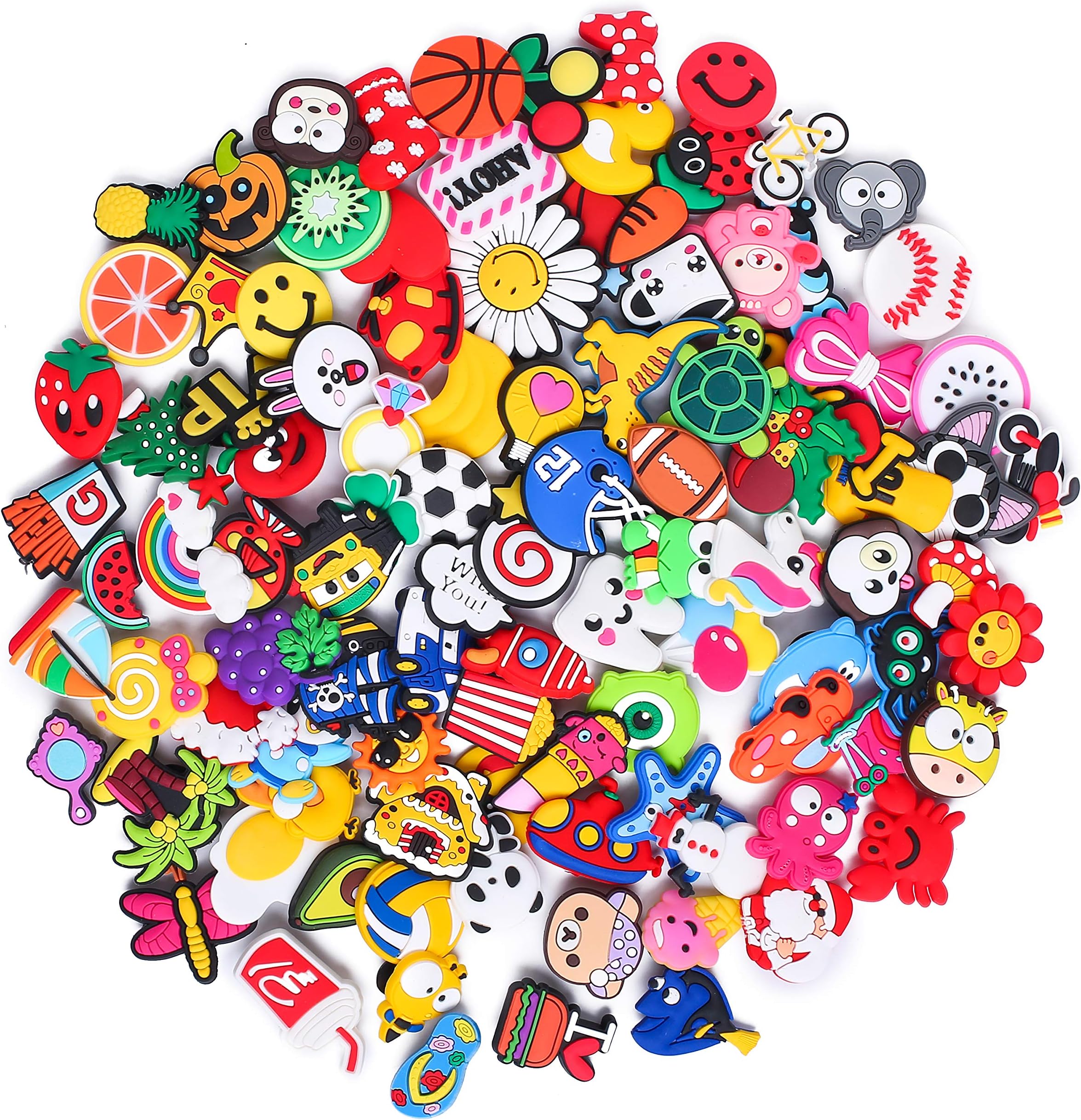 30,50,100,125 pcs PVC Random Different Shape Shoe Charms for Shoe Decoration