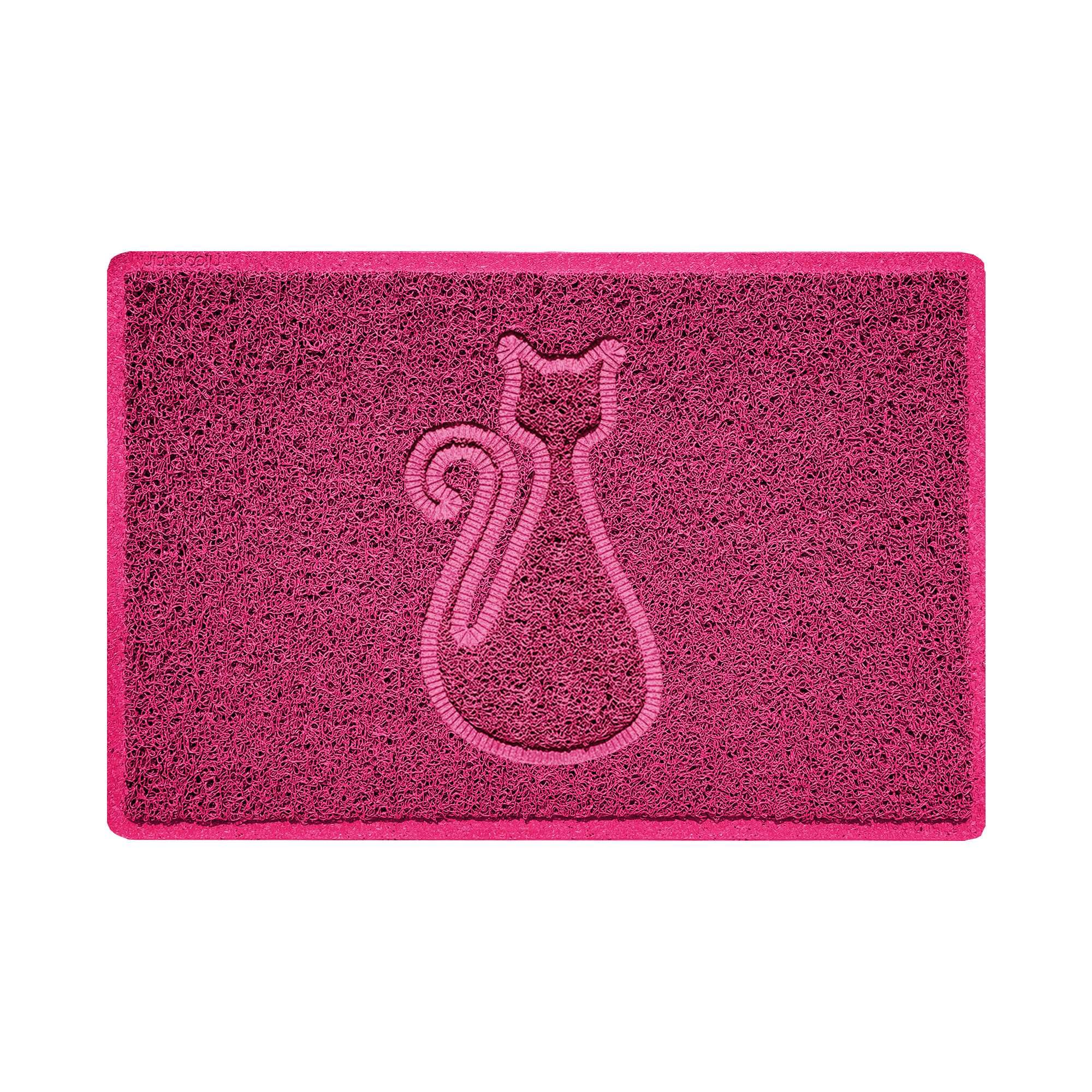 Nicoman CAT Embossed Shape Door Mat Dirt-Trapper Jet-Washable Doormat-(Use Indoor or Sheltered Outdoor)- (60x40cm/23.6x15.7inches, Small) Pink