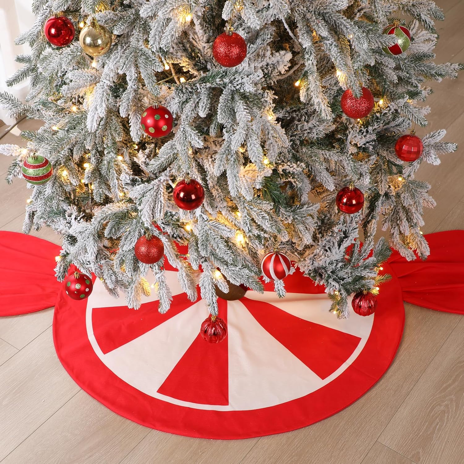 Candy Christmas Tree Skirt Candy Cane Tree Skirt Mat 62 Inch Candyland Christmas Decorations for Candyland Party Decoration Xmas Holiday Party Ornaments(Pastel Color)