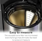 Hamilton Beach 14 Cup Programmable Coffee Maker with Easy Measure Reusable Filter, Removable 70 oz Water Reservoir, Touchscreen, Auto Shut-Off, Drip Coffee Machine, Black & Stainless Steel, 46220 | Easy Measure Light Up Reusable Filter | Removable 70