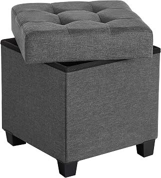 SONGMICS Storage Ottoman, Small Foot Rest, 15 x 15 x 15.7 Inches