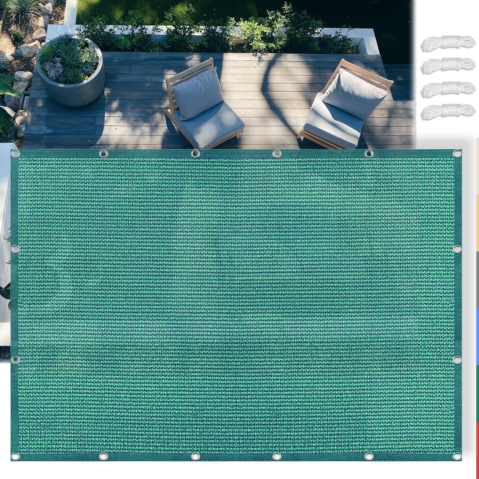 SSFMSF Red de Sombra Exterior 9x12m, Rectángulo Malla de Protección Solar 90% UV, HDPE Resistente al Viento y Transpirable, para Fácil Instalación, Ideal para Jardín, Terraza, Pérgola - Verde