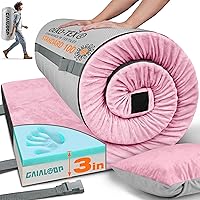 Vista 10 de Colchón de Espuma Viscoelástica de 3 Pulgadas para Acampar, Almohadilla de Dormir de Doble Capa Gruesa para Coche, Tienda, Cama, Enrollable, Verde