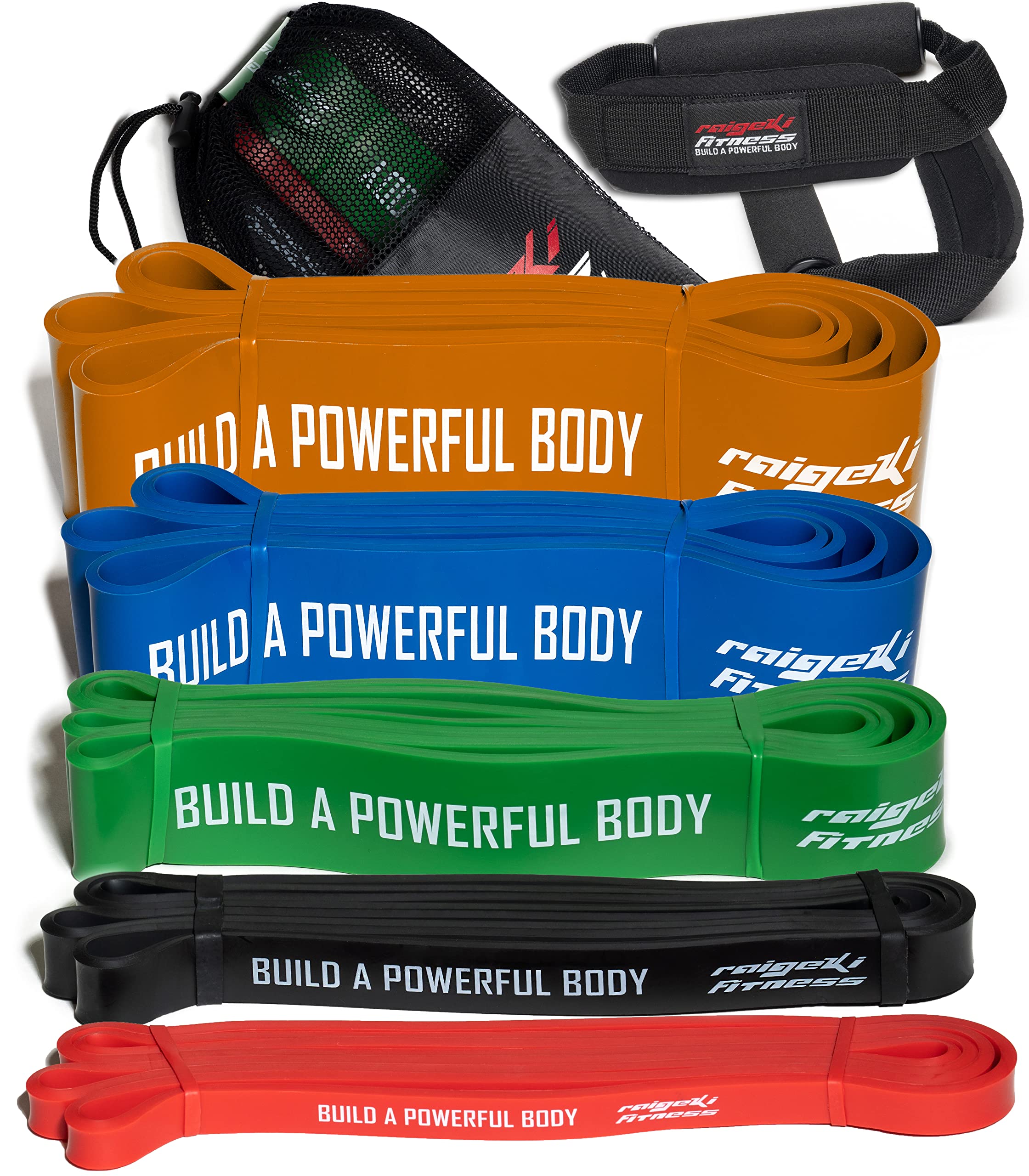 Raigeki Fasce elastiche per resistenza fitness (+ piani di allenamento) [individualmente e insieme] Bande di resistenza lunghe fasce fitness per sport di forza - Fascia fitness