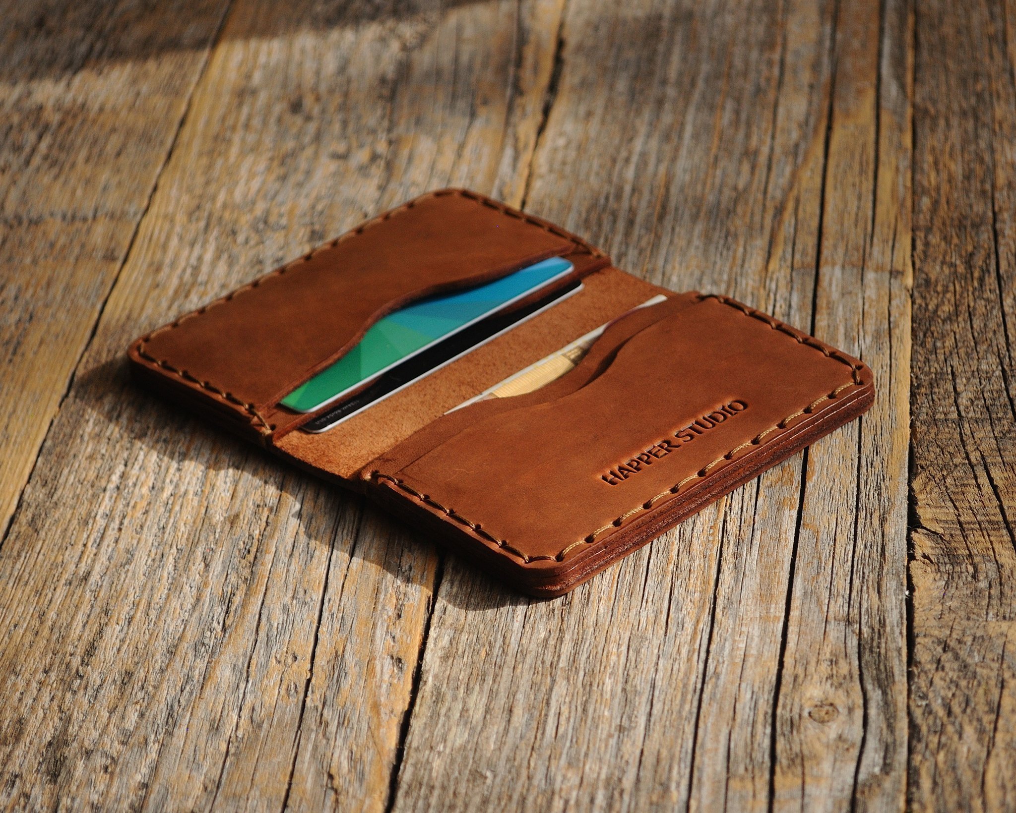 Marron Portefeuille en cuir pour Carte de crédit, argent comptant ou titulaire d'identification. Pochette unisexe style rustique.